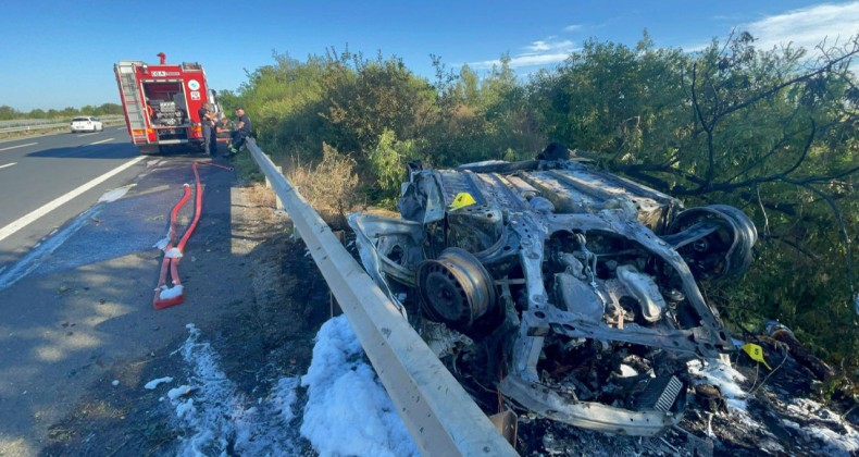 Tekirdağ’da kaza yapan otomobil yandı, sürücüsü öldü!